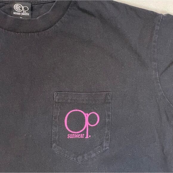 Ocean Pacific By Icon Of Culture Graphic Pocket Crop T-shirt Women XS Oversize - Picture 3 of 5